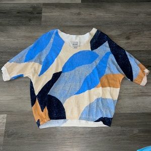 NIC + ZOE BLUE PATTERNED SWEATER